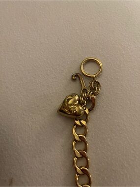 Juicy Couture Gold Heart Charm Chain Bracelet - Heart Locket Accent